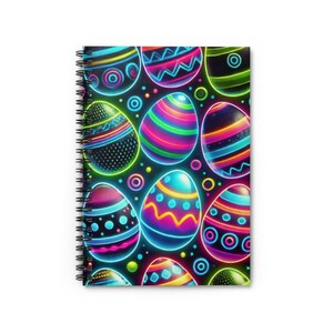 Vibrant Easter Spiral Notebook, Colorful Diary, Neon Custom Journal, Gift for Kids, Spring Writing Pad, Fun Stationery