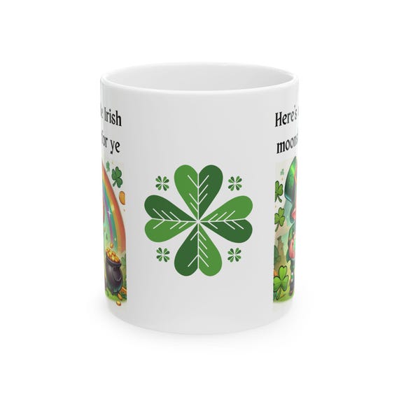 Naughty Leprechaun Shamrock Ceramic Mug, Perfect for St. Patrick's Day Celebrations, Tea Lovers, Gift for Her, Greenery, Home Decor