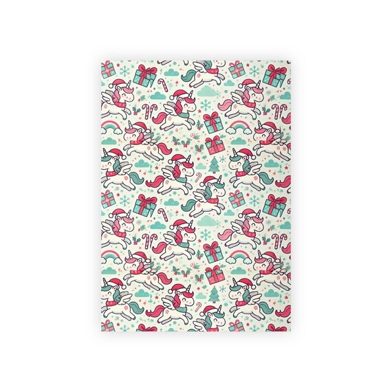 Adorable Unicorn Christmas Wrapping Paper Premium Satin Finish, Sustainable and Recyclable