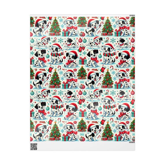 Wrapping Papers, Dalmatian Dog Puppy Cartoon Gift Wrap Roll Playful Trendy Funny, Gift Wrap Sheets, Birthday Present Accessories, Unique