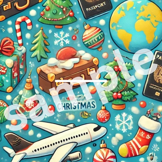 AIRPLANE TRAVEL Christmas wrapping paper pattern for 2024