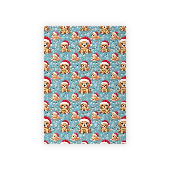 Christmas Yellow Labs Gift Wrapping Paper Roll, Holiday Santa Hat Labrador Retriever Present Wrap, Dog Lover Xmas Decoration, Festive