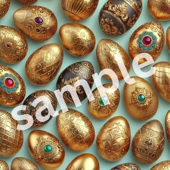 Traditional GOLDEN EGGS festive Easter eggs gift wrapping paper gift pattern (PRINTABLE file only)
