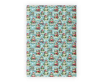 Christmas Frogs Wrapping Papers, Holiday Gift Wrap, Cute Frog Xmas Paper, Unique Design, Festive Present Packaging