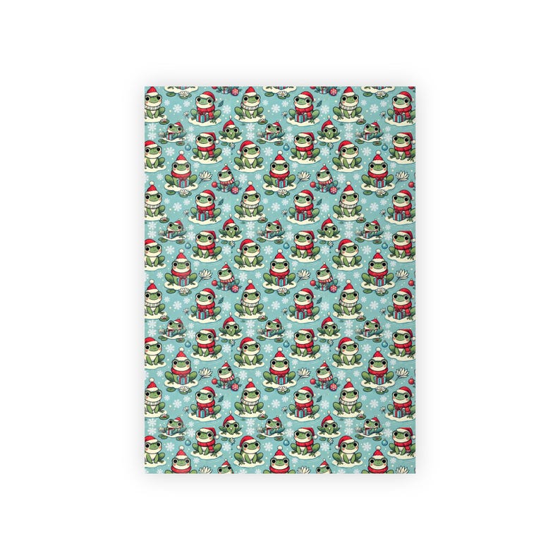 Christmas Frogs Wrapping Papers, Holiday Gift Wrap, Cute Frog Xmas Paper, Unique Design, Festive Present Packaging image 1