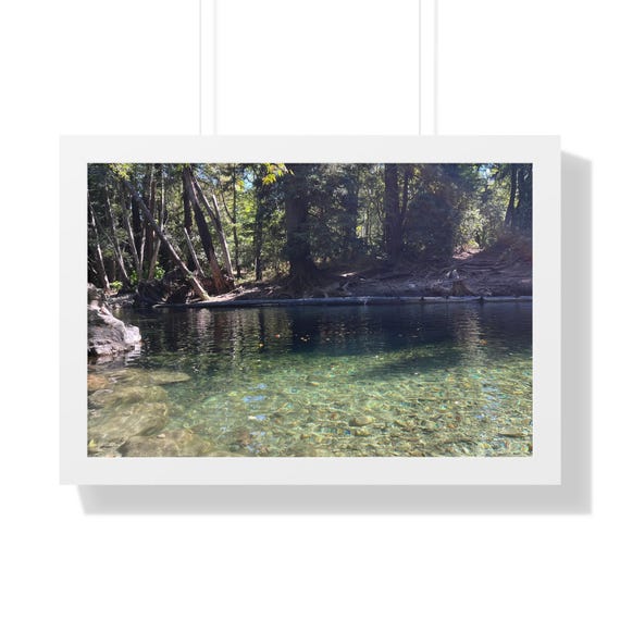 CALIFORNIA Camping Nature Framed Art, Serene Forest Creek Print, Wall Art for Home, Gift for Nature Lovers, Office Decor, Inspirational Art