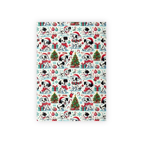 Cute Playful Dalmatian Dogs and Puppies Christmas Wrapping Paper Festive Holiday Gift Wrap