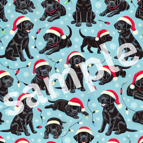 Black Labrador Retriever dogs gift wrap paper pattern (PRINTABLE VERSION)