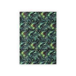 Christmas Neon Monster Alien Wrapping Paper, Scary Fun Retro Paranormal Themed Gift Wrap Roll, Holiday Party Supplies Decorations, Festive