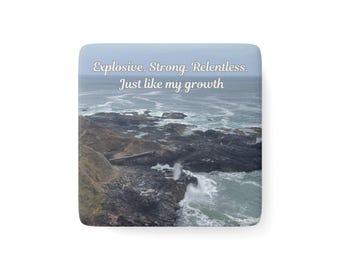 Motivational Porcelain Magnet, Inspirational Decor, Growth Reminder, Coastal Art Magnet, Gift for Friends, Positive Affirmation