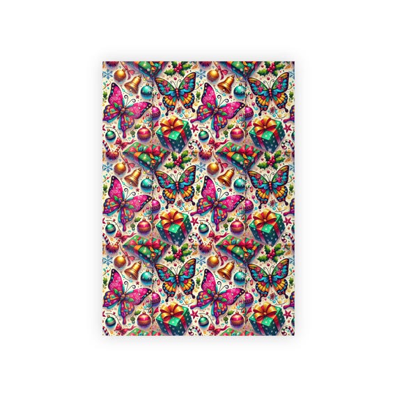 Butterflies Christmas Wrapping Papers, Colorful Holiday Gift Wrap, Festive Present Packaging, Gift Wrap Sheets, Xmas Butterfly Pattern Wrap