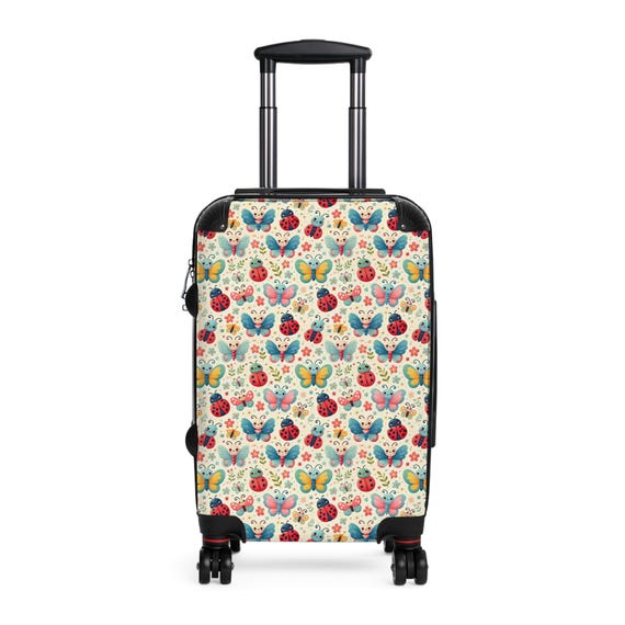 Butterfly and Ladybug Design Suitcase Perfect for Travelers, Adventure Seeker, Kids, Vacation, Gift Idea, Stylish Luggage