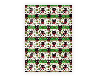Cat Christmas Wrapping Paper, Black Cats in Sweaters Gift Wrap, Funny Holiday Cat Lover Present Wrap, Cool Cat Gift Wrap, Festive Cat Theme