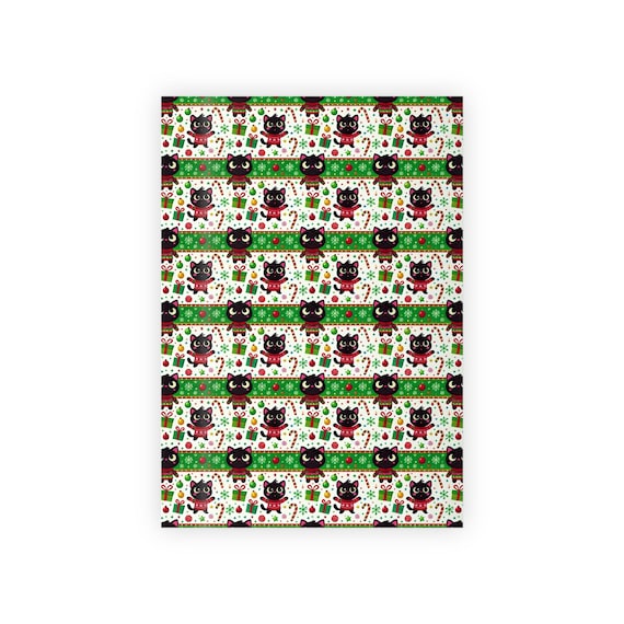 Cat Christmas Wrapping Paper, Black Cats in Sweaters Gift Wrap, Funny Holiday Cat Lover Present Wrap, Cool Cat Gift Wrap, Festive Cat Theme