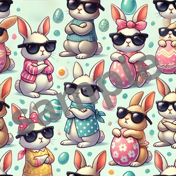 Funny and COOL BUNNIES Too Cool for Easter easter bunnies gift wrapping paper gift pattern (PRINTABLE file only)