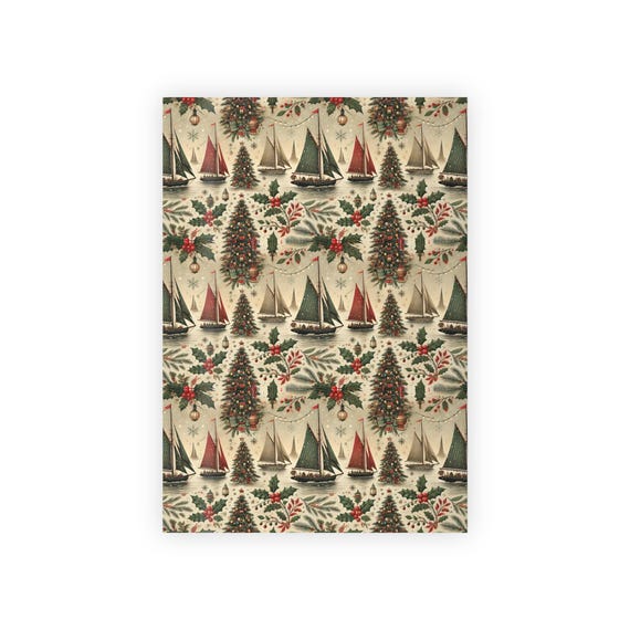 Dreamy Vintage Sailboats Christmas Gift Wrap, Beautiful, Nautical-Inspired Wrapping Paper for Elegant Holiday Gifting