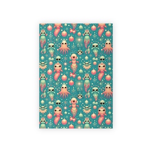 Adorabile e unica carta da regalo natalizia OCEAN Octopus ALIENS (finitura satinata di alta qualità, riciclabile ed ecologica)