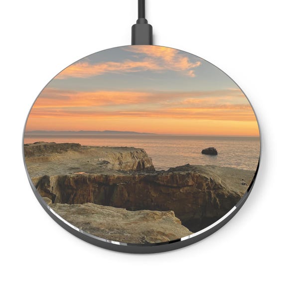 Sunset BEACH Wireless Charger - Fast Charging Pad, Aesthetic Tech Accessory for Home & Office, Perfect Gift for Nature Lovers, Travel Decor