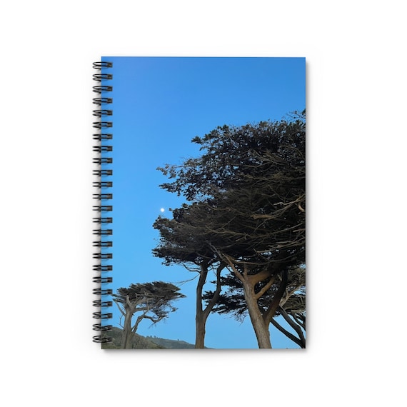Nature-Inspired Spiral Notebook | Moonlit Trees Design, Eco-Friendly Journal, Gift for Nature Lovers, Beautiful Travel Journal, Unisex