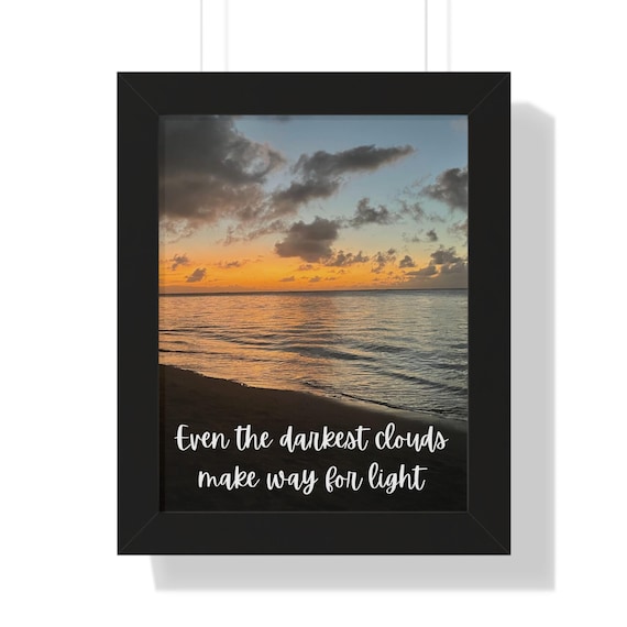 Inspirational Framed Vertical Poster Coastal Sunset Art, Motivational Wall Decor, Home Aesthetic, Gift for Beach Lovers, Positive Quotes