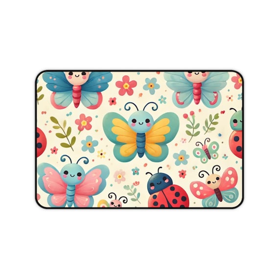 Colorful Butterfly Desk Mat, Cute Office Decor, Nature-Themed Workspace, Gift for Her, Home Office Accessory