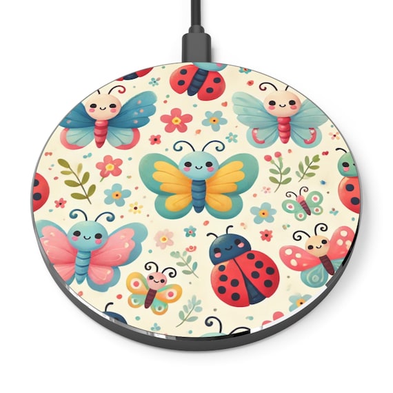 CUTE Butterfly-Themed SPRING Wireless Charger, Cute Phone Charging Pad for Kids and Nature Lovers, Gift for Birthdays, Home Decor Easter