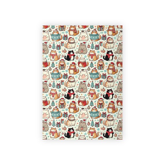 Christmas wrapping paper, Cute Christmas Fat Cats Festive Holiday gift wrap, Adorable Trendy 2024 New Design, Unique Gift Idea, Festive
