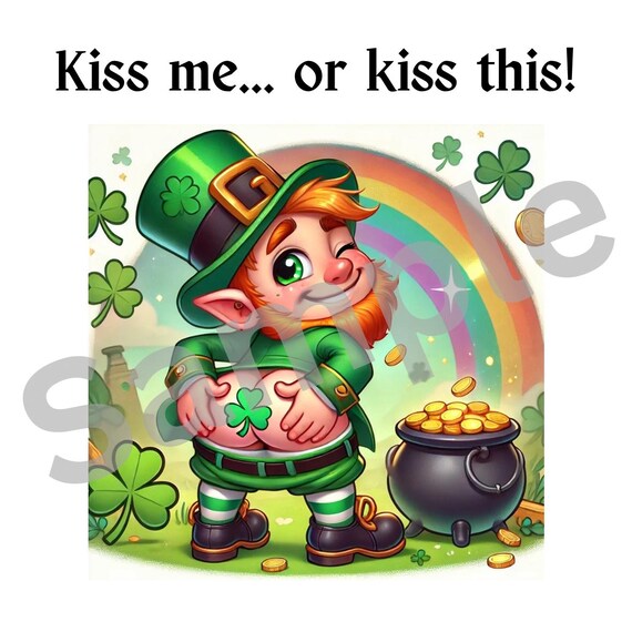 KISS my ASS St. Patrick’s Day Sticker | Cute Leprechaun Digital Sticker | Lucky Irish Sticker for DIY Crafts & Planners | Instant Download