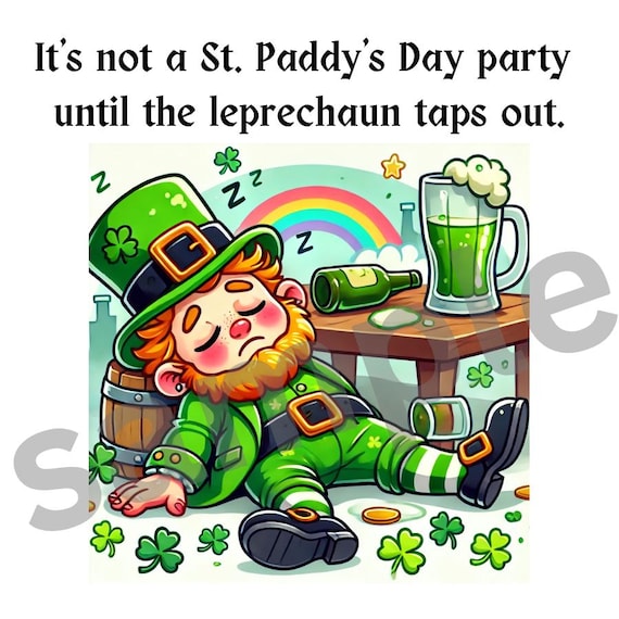 DRUNK Leprechaun Sticker | St. Patrick’s Day Digital Sticker | Naughty Leprechaun sticker | 3x3 Printable Sticker | Leprechaun Drinking Beer