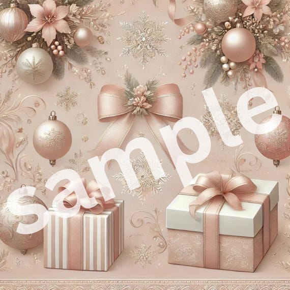 Romantic TRADITIONAL soft pretty feminine soft-toned Christmas wrapping paper pattern (PRINTABLE file)