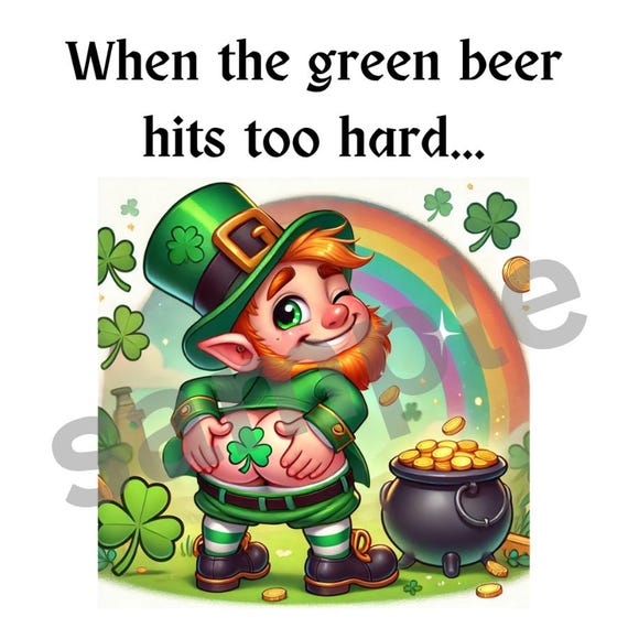 Mooning Flashing Leprechaun | St. Patrick’s Day Printable | Naughty Leprechaun sticker | Inappropriate Sticker | Drunk Leprechaun Digital