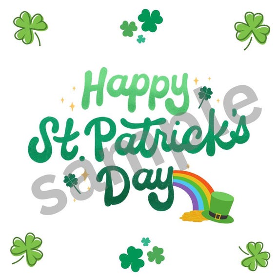 St. Patrick’s Day Digital Sticker | Cute shamrocks and rainbow| 3x3 Printable Sticker | Happy St. Patrick's Day sticker