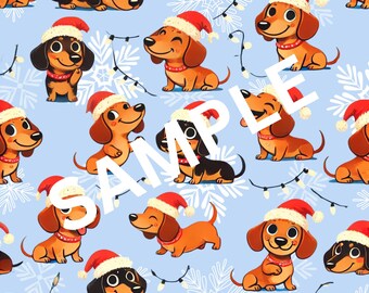 Cute DACHSHUND puppies and dogs gift wrap paper pattern (PRINTABLE VERSION) - new for 2025!