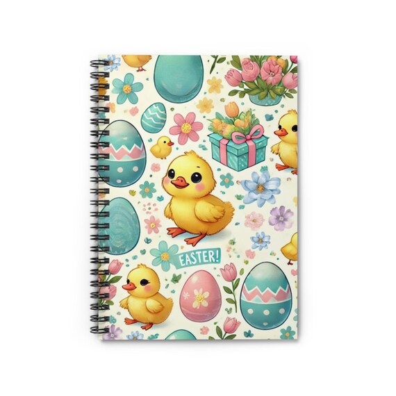Easter Themed Spiral Notebook - Ruled Line, Cute Chick Design for Spring, Journaling, Planning, Gifts, Stationery