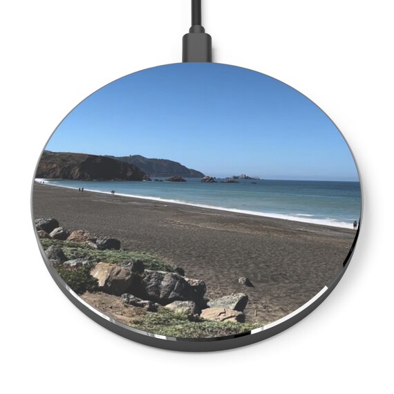 Beach Scene Wireless Charger, Coastal Decor Charger, Fast Charging Pad, Home Office Gift, Summer Vibe Tech