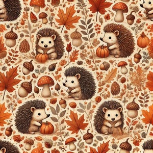 Vintage HEDGEHOGS trendy Thanksgiving pattern