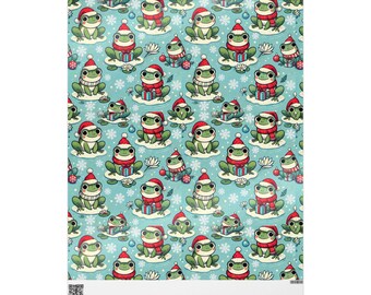 Christmas Frogs Wrapping Papers, Holiday Gift Wrap, Cute Frog Xmas Paper, Unique Design, Festive Present Packaging