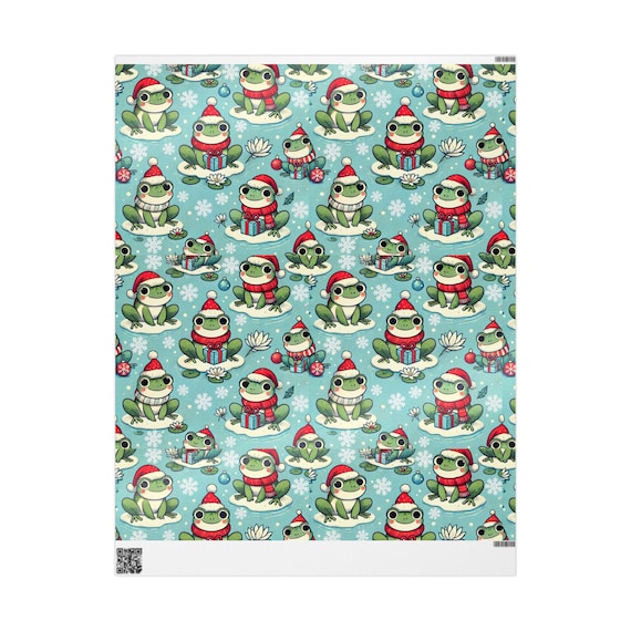 Christmas Frogs Wrapping Papers, Holiday Gift Wrap, Cute Frog Xmas Paper, Unique 2024 Design, Festive Present Packaging