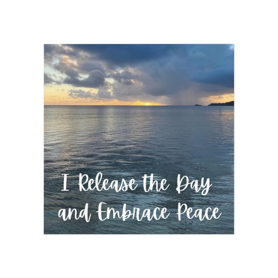 Inspirational Square Magnet - I Release the Day and Embrace Peace, Home Decor, Gift for Meditation, Mindfulness Reminder, Inspirational