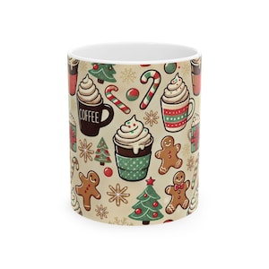 Kerstkoffiemok, feestelijke warme chocolademelk cacaokop Gingerbread Man Keramische vakantiekop 11oz 15oz, kerstkop, kerstmok, vakantiemok, koffiemok,