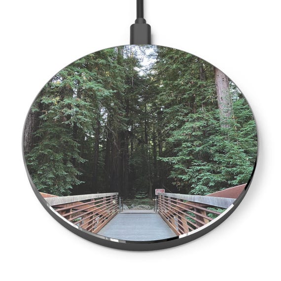 Bridge into TREES Wireless Charger, Fast Charging Pad, Eco-Friendly Phone Accessory, Greenery Desk Decor, Unique Gift for Nature Lovers