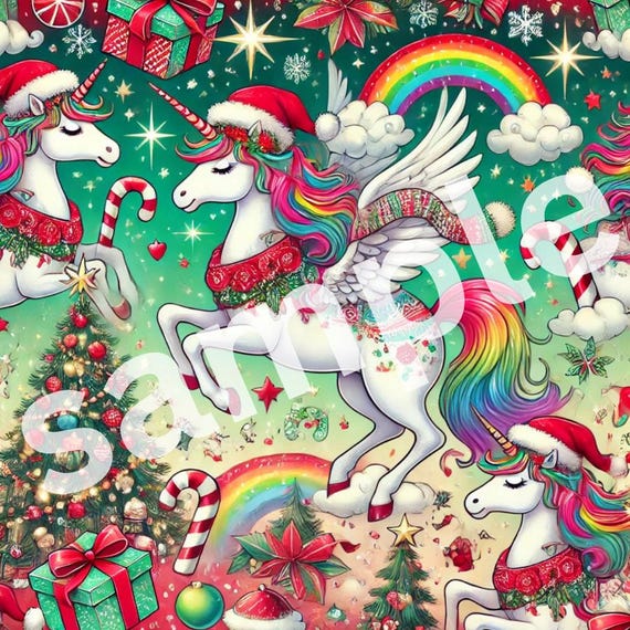 Wrapping Papers, Unicorn Christmas Gift Wrap, Holiday Present Decoration, Magical Gift Packaging, Fancy Unicorn Pattern, Festive Wrapping