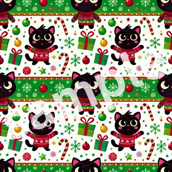 Wrapping Papers, Funny Christmas Cats Gift Wrap, Holiday Cat Lover Gift, Cute Cat Pattern, Black Cats in Sweaters (PRINTABLE VERSION only)