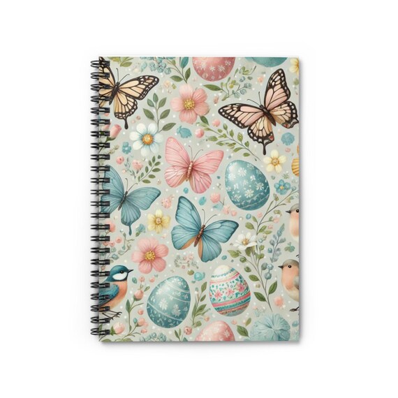Springtime Butterfly Spiral Notebook - Beautiful Floral Design, Journaling, Note-taking, Easter, Gift for Nature Lovers