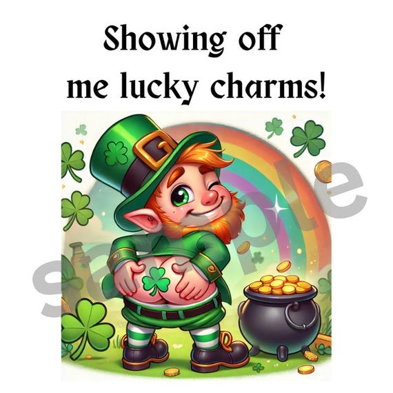 Funny SEXY Sticker | St. Patrick’s Day Digital Sticker | Naughty Flashing Leprechaun | 3x3 Printable Sticker | Dirty Leprechaun Digital