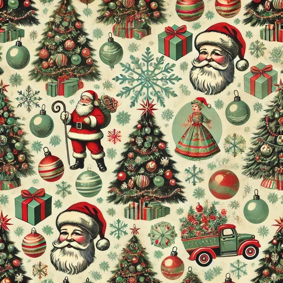 UNIQUE and Classic VINTAGE Christmas wrapping paper pattern