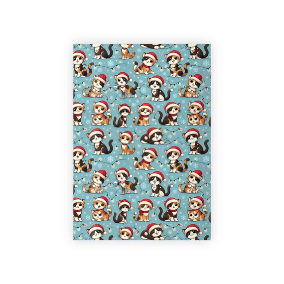 Cute Calico Cats Christmas Wrapping Paper Adorable Festive Gift Wrap Eco-Friendly in Two Sizes with Premium Satin Finish