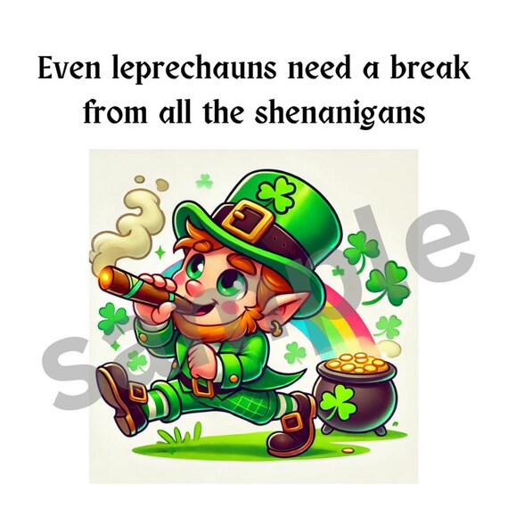 Funny Leprechaun Smoke Break sticker | St. Patrick’s Day Digital Sticker | Stoner Leprechaun | Party Leprechaun sticker | Smoking Sticker