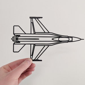 F16 Fighter Jet Plane - Wall Art Hanging Decoration – Home Decor – Black - PrintingHive