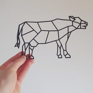 Geometric Cow – Wall Art Hanging Decoration – Home Decor – Black - PrintingHive